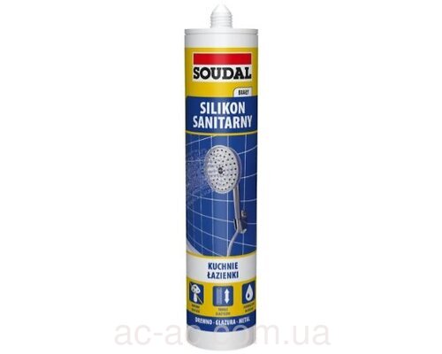 Герметик SOUDAL силикон санитарный (белый) 280 мл.