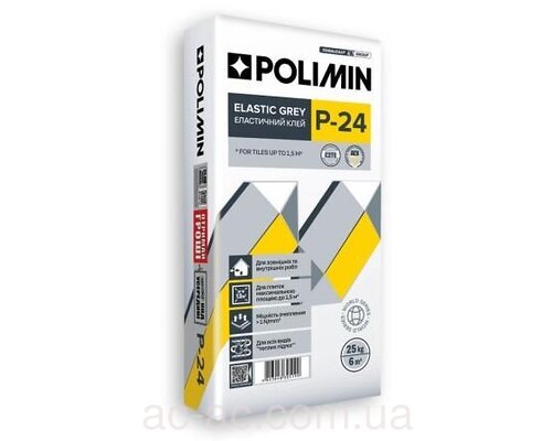 Клей для плитки Еласт Polimin (Полімін)  Р-24 ( С2ТЕ ) (25кг) сірий