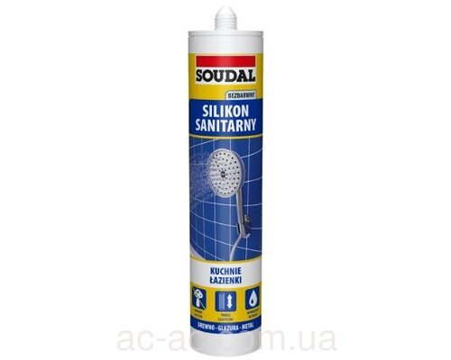 Герметик SOUDAL силікон санітарний (прозорий) 280 мл.