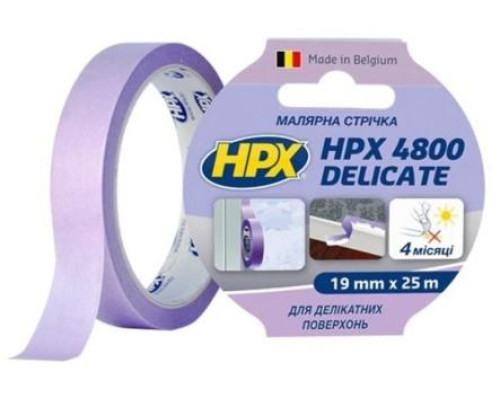 Лента малярная деликатная HPX4800 19мм х 25м пурпурная SR1925