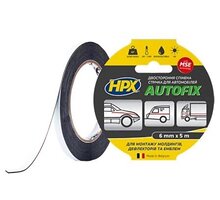 Стрічка двохстороння HPX AUTOFIX 6мм х 5м чорна DSA0605