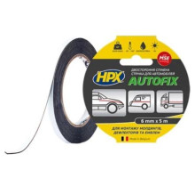Стрічка двохстороння HPX AUTOFIX 6мм х 5м чорна DSA0605