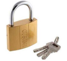Замок жовтий лазерний ключ 38мм