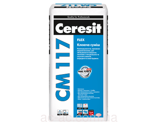 Клей для плитки еластичний Ceresit (Церезіт)  СМ 117 (25 кг)