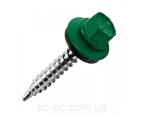 Саморіз покрівельний 4,8х35 Зелений №6005 (250шт)
