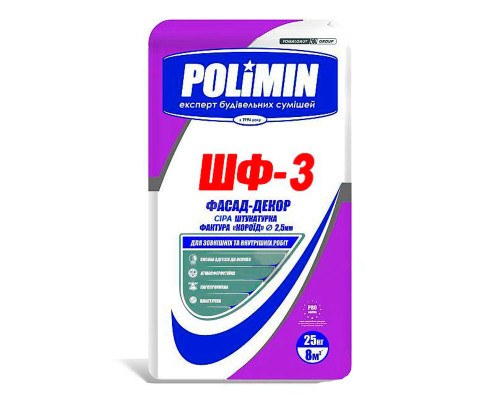 Штукатурка короед  Polimin (Полимин)  БЕЛЫЙ ШФ-3  (25кг)