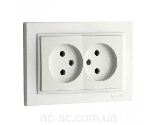Розетка 2-а б/з  біл. DESPINA Mono Electric