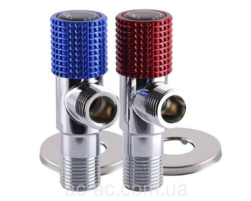 Комплект кранів кутових кераміка SOLOMON EXCLUSIVE 1/2x1/2 (RED/BLUE) (2шт.)