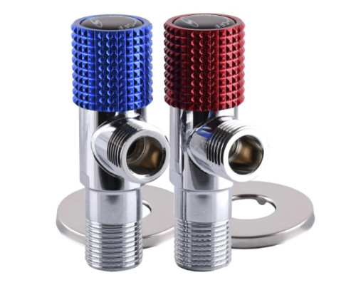 Комплект кранів кутових кераміка SOLOMON EXCLUSIVE 1/2x1/2 (RED/BLUE) (2шт.)