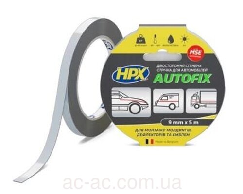 Стрічка двохстороння HPX AUTOFIX 9мм х 5м чорна DSA0905