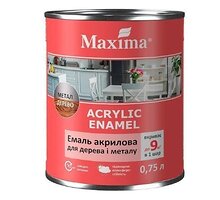 Эмаль акриловая Maxima для дерева/металла шелк-мат белая 0,75л