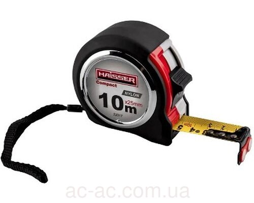 Рулетка 10мx25мм магніт 2 стопа HAISSER Compact (22017)