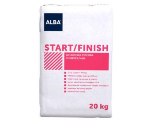 Шпаклевка АЛЬБА гипсовая универсальная 2 в1 "START/FINISH" 20 кг