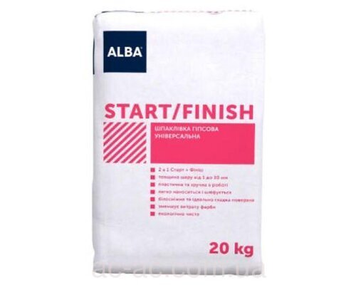 Шпаклевка АЛЬБА гипсовая универсальная 2 в1 "START/FINISH" 20 кг