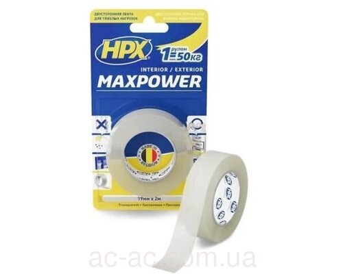 Лента двусторонняя HPX MAXPOWER 19мм х 2м прозора HT1902