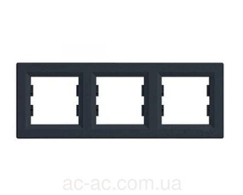Рамка 3-на горизонт. Asfora (Schneider) Антрацит