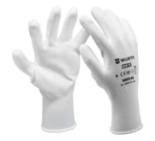 Перчатки WURTH белые White PU полиуретан покритие р.8