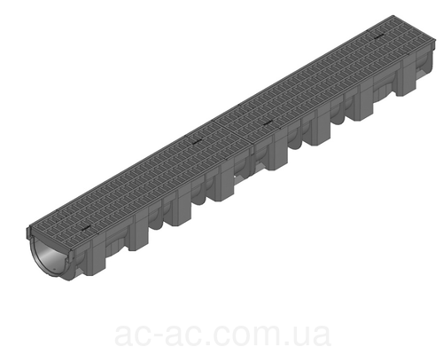 Жолоб водоотводаHAURATON TOPХ (119 х89 х1000),PP-PE(чор),з решіт.PP(MW 8/21) кл CAR TRAFFIC (1м)