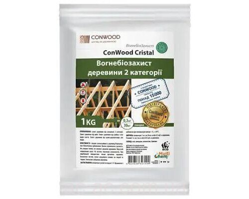 Вогнебіозахист ConWood Crystal 1:9 зелений (пакет 1кг)