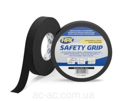 Стрічка безпеки HPX SAFETY GRIP 25мм х 5м чорна SB2505