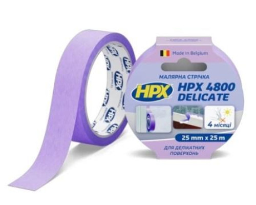 Лента малярная деликатная HPX4800 25мм х 25м пурпурная SR2525