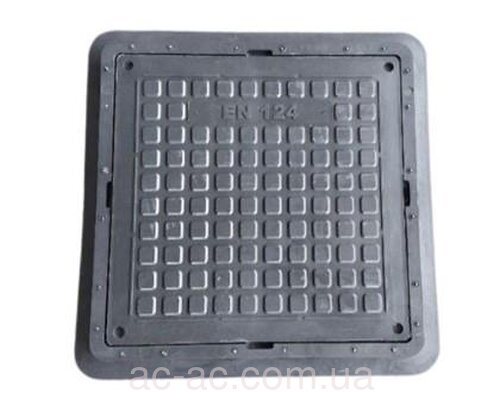 Люк КВАДРАТНИЙ 550х500х58 (кришка 450*400) п/п 1т чорний (Кв1055ч)