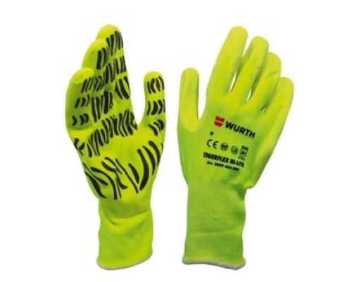 Перчатки WURTH салатовые TIGERFLEX HI-LITE нитрил покрытие р.10