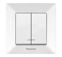 Вимикач 2 кл. прохідний з підсвіткою біл Arkedia Slim (Panasonic)