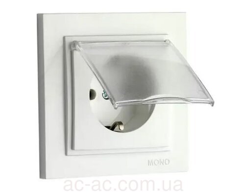 Розетка 1-а з/з і кришкою  біл. DESPINA Mono Electric