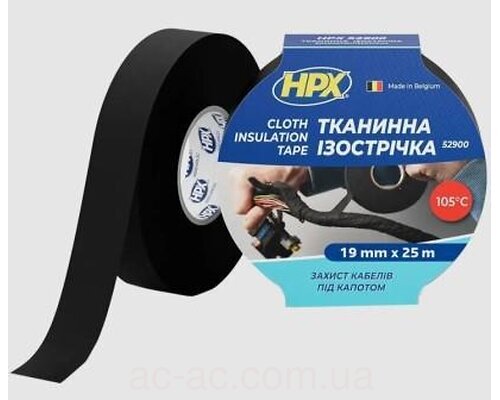 Лента тканевая изоляционная HPX 19мм х 25м чорная LI1925