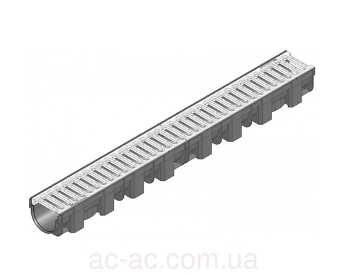 Желоб HAURATON TOP Х (119 х 89 х 1000), PP-PE (чер.) с у. решет.(SW 9мм) кл CAR TRAFFIC (1м)