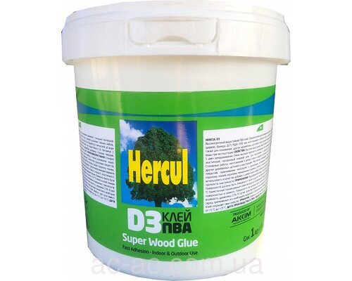 Клей ПВА D3 HERCUL высокопрочный, водостойкий 1000гр.